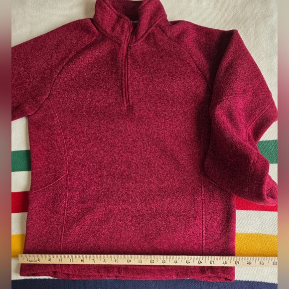 Devon & Jones Raspberry Red Quarter-Zip Fleece Pullover Sweater S Small - Picture 10 of 11